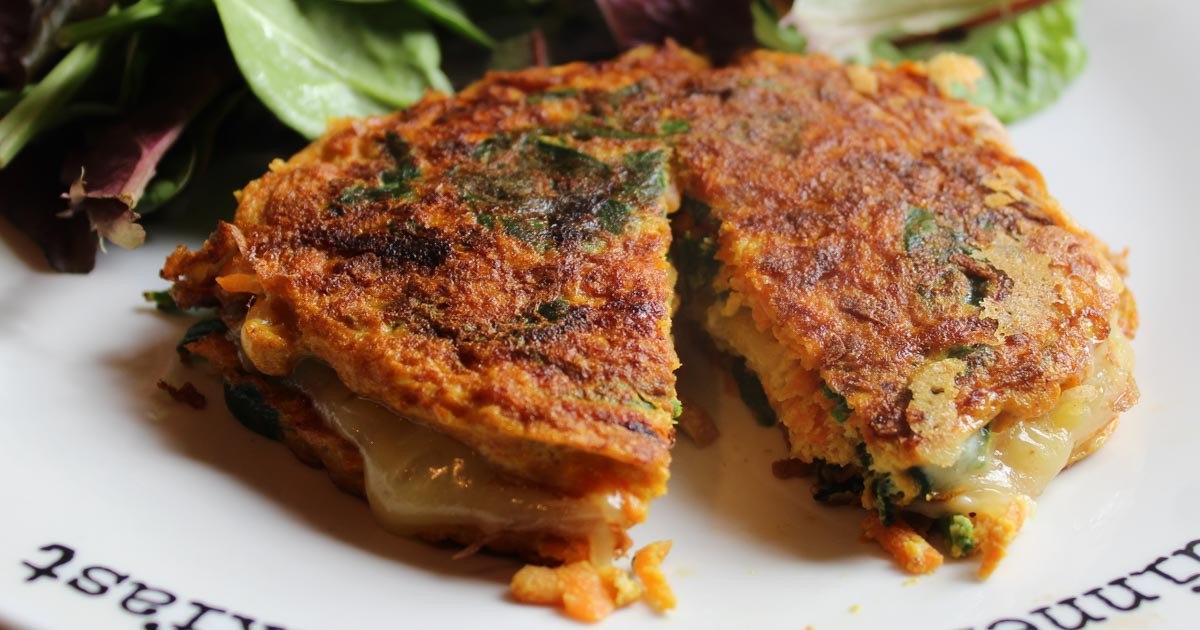 Gluten Free Cheesy Carrot and Spinach Fritters