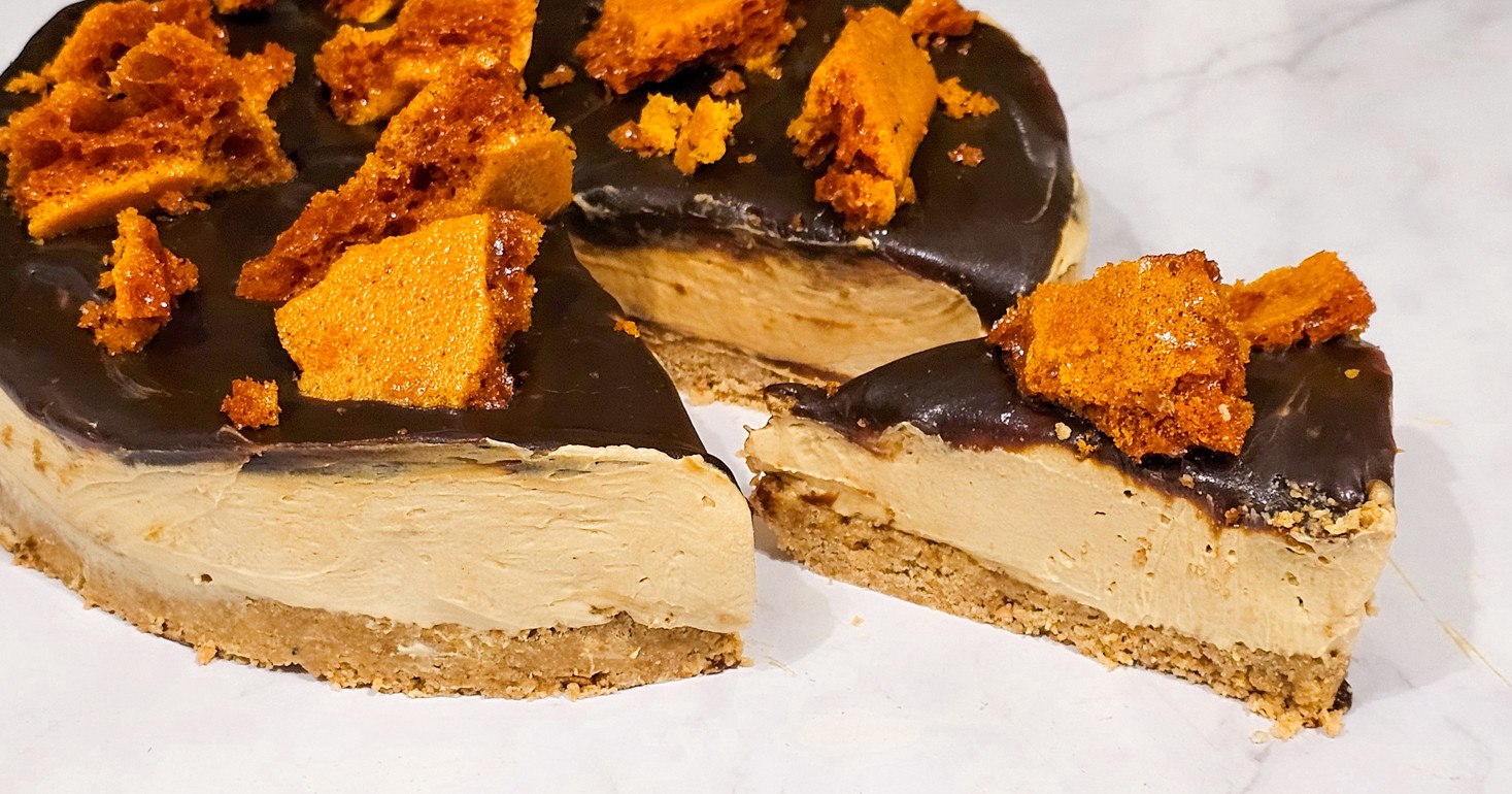 Gluten Free Bonfire Treacle and Cinder Toffee Cheesecake