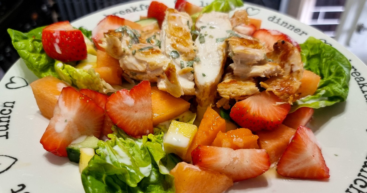 Gluten Free Chicken, Strawberry and Elderflower Salad