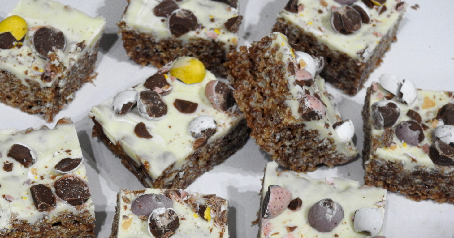 Gluten Free Easter Double Chocolate Rice Crispy Squares
