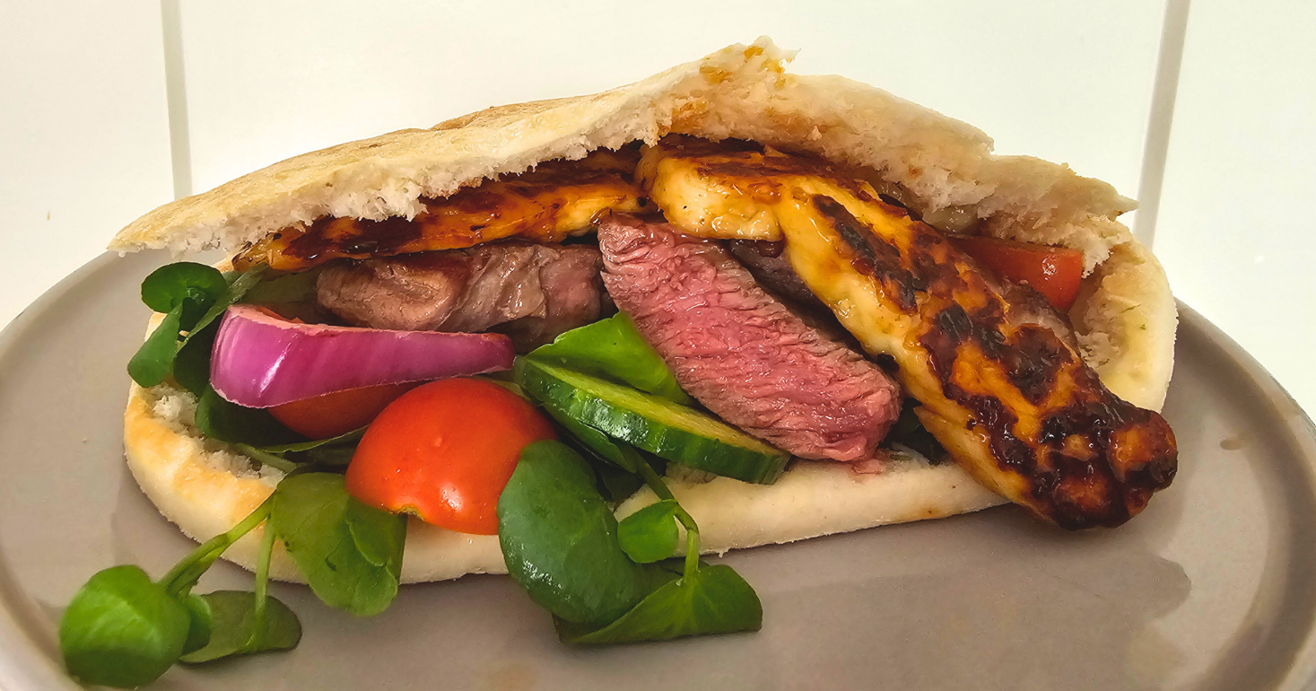 Gluten Free Lamb and Halloumi Pitta Bread