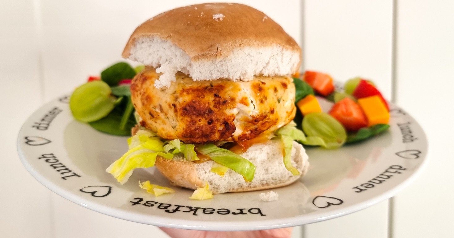 Gluten Free Salmon, Prawn and Feta Burgers