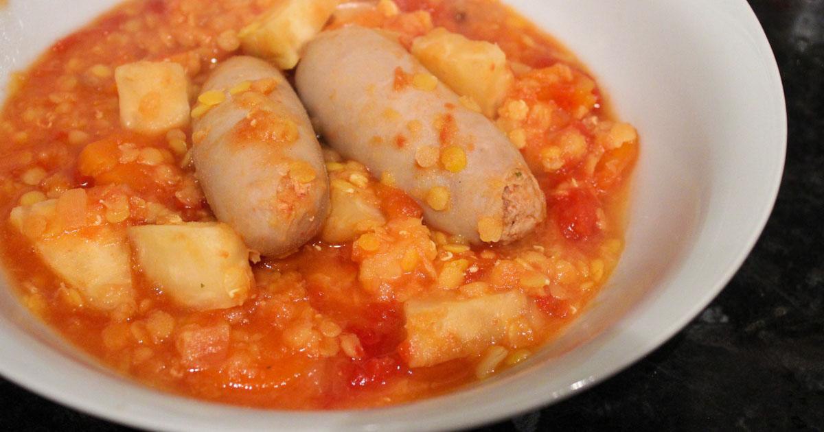 Gluten Free Slow Cooker Sausage and Lentil Stew