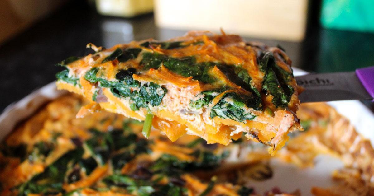 Gluten Free Sweet Potato Crusted Vegetable Quiche